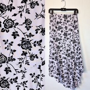 NEW One Clothing Liliac Lavender Mesh Asymetrical Maxi Skirt w/ Velvet Flowers